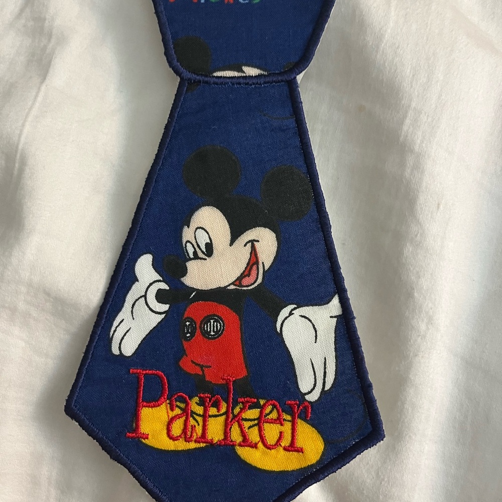 Custom made Disney Mickey Mouse Kids Tie - Blue- PARKER named embroidery